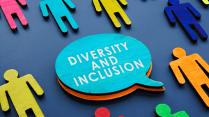 Conversation bubble with the words “diversity and inclusion”